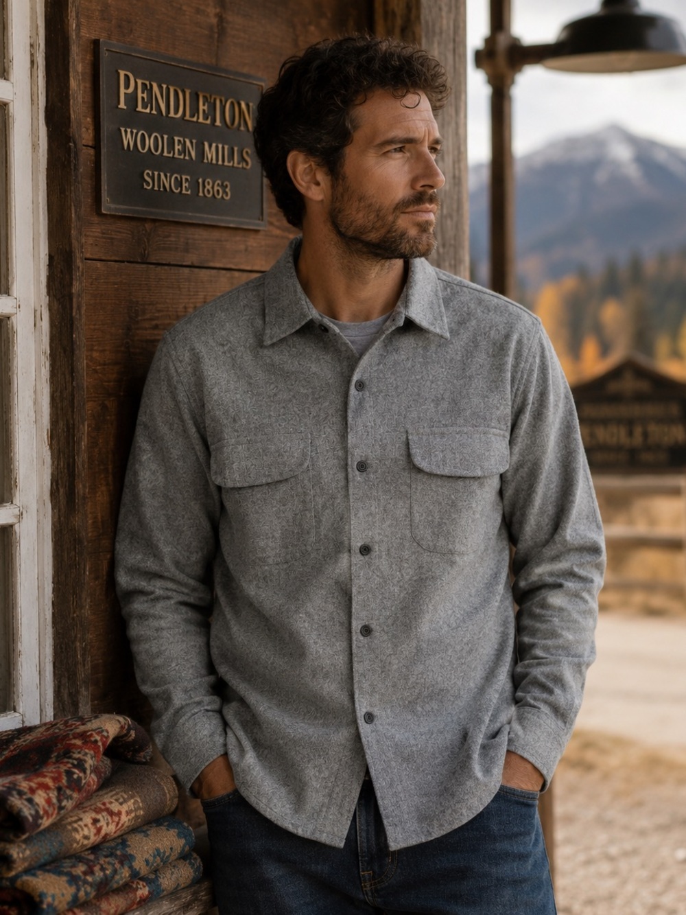 Pendleton Board Shirt Men’s M Oxford Gray 100% Virgin Wool USA Fabric